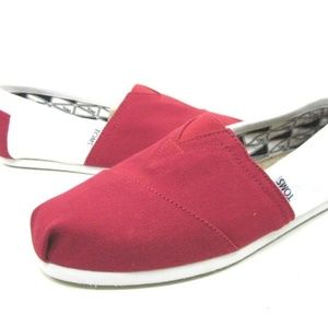 Toms Red and White Slip-ons